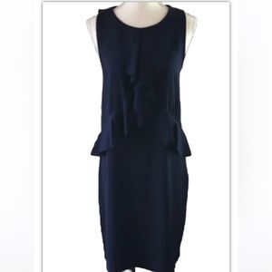 NWT Gibson Latimer Sleeveless Navy Knee Length Dress w/ Ruffle Front